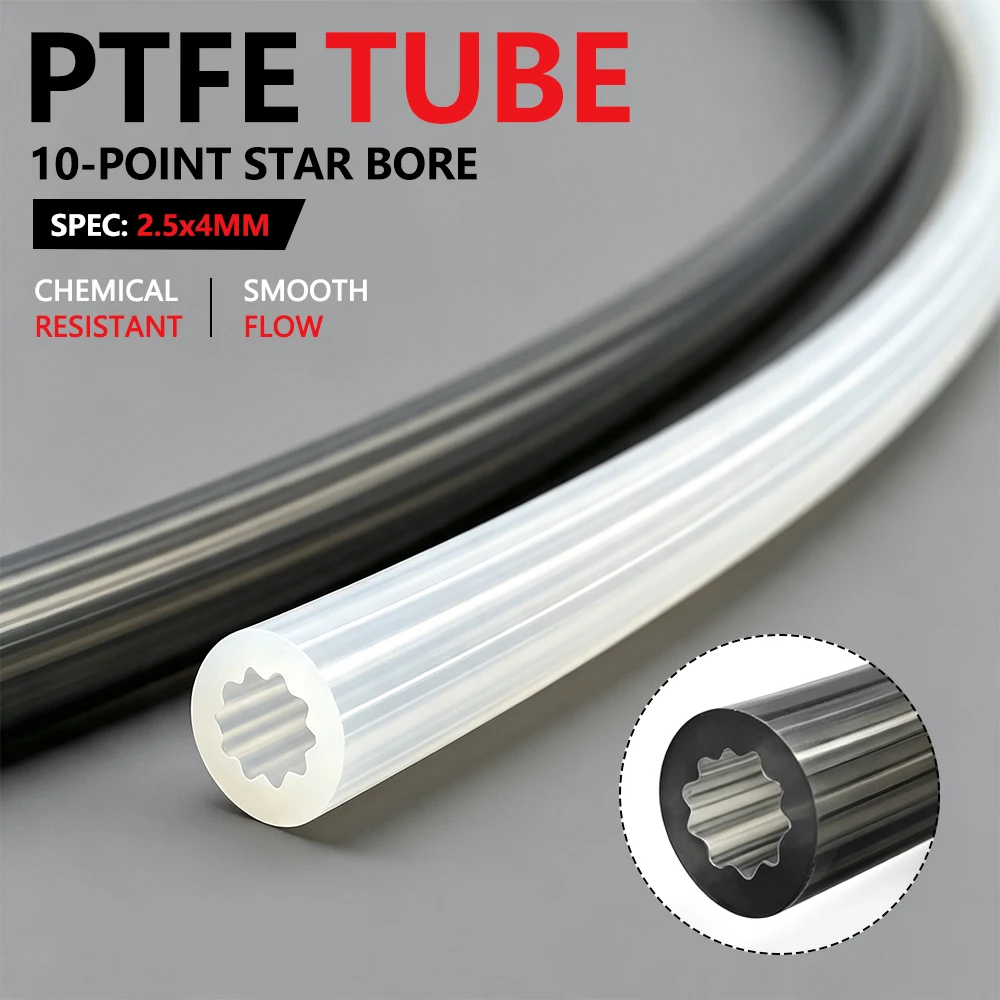 Bowden Tube - Hochtemperatur-PTFE-Rohr 4x2,5mm Sternförmiges Korrosionsbeständiges Teflonrohr für