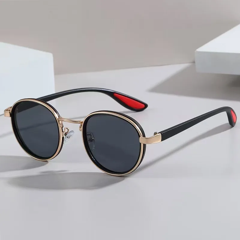 Uv Resin - Hochwertige Damen-Sonnenbrille, Herren-Vintage-Designer-Outdoor-Sonnenbrille, runde modische Plastik-Titan-UV-Schutzbrille